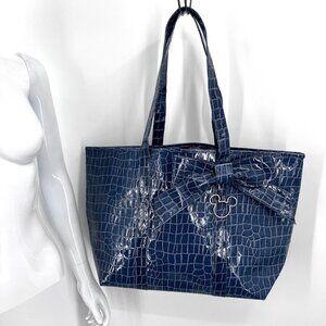 Disneyland Resort‎ Blue Croc Embossed Tote Bag Argyle Mickey Mouse